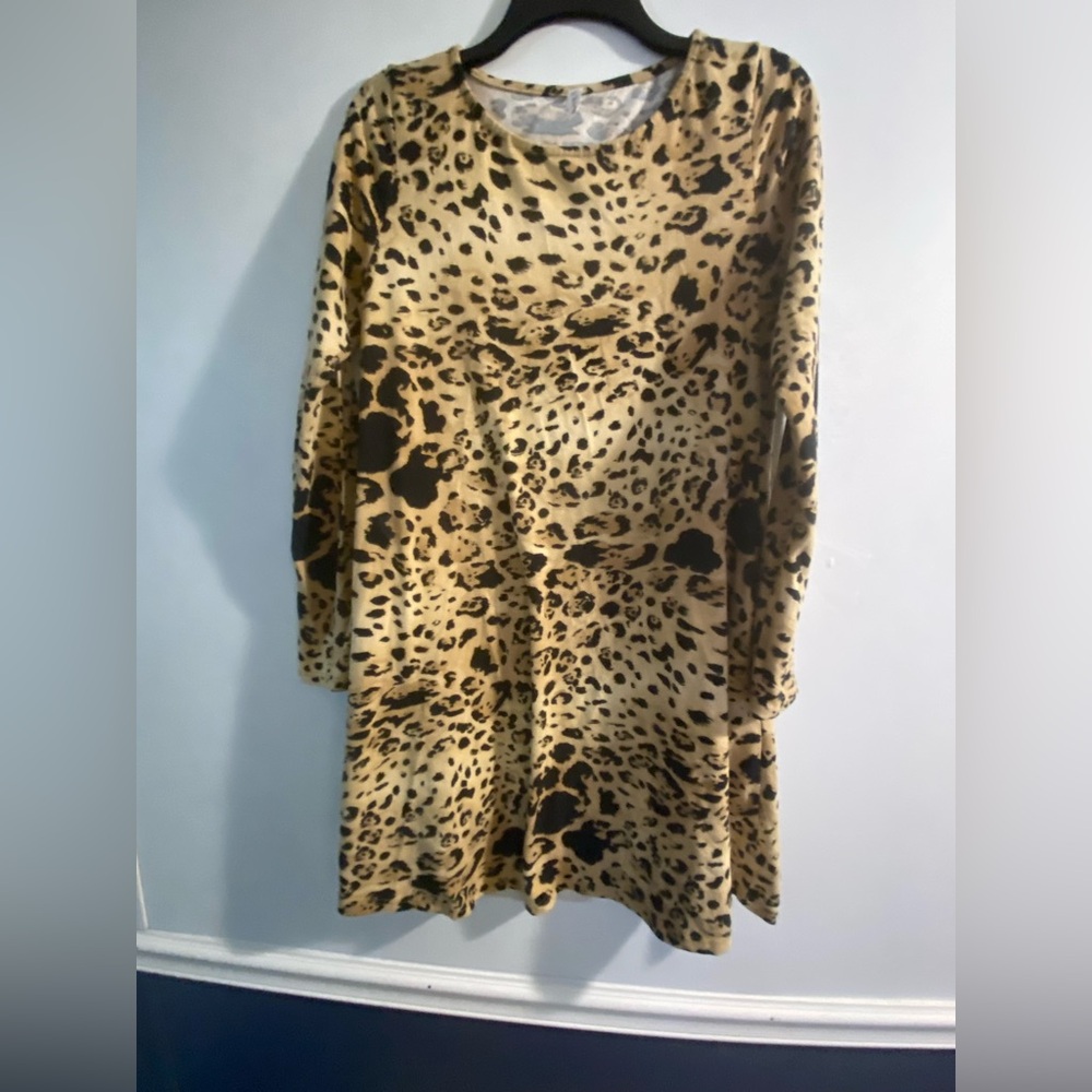 Leopard Print Long Sleeve Dress
